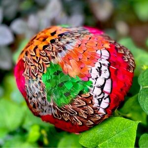 Vintage Jillé Original vibrant feather fascinator hat